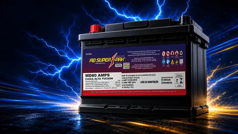 Bateria MD Super Max MD80 Amps — Caixa Alta Tucson